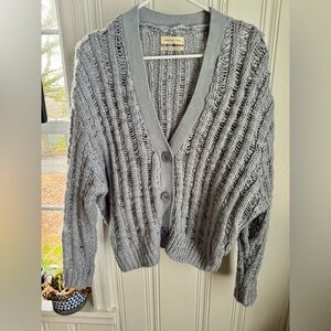 Urban Outfitters Pale Blue Open-Knit Button Front Women’s Sweater Cardigan